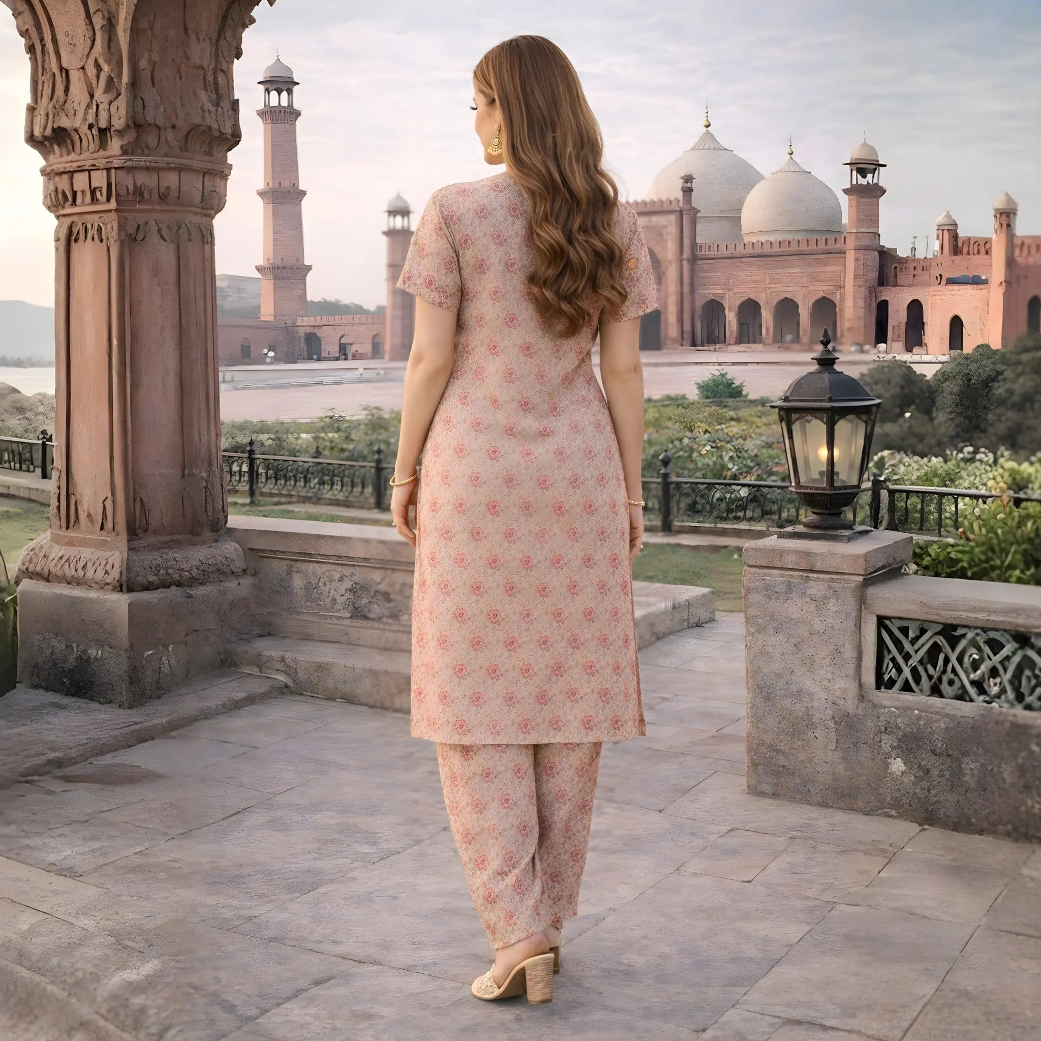 Emaans Peach Blossom Premium 2pc Printed Cotton Suit