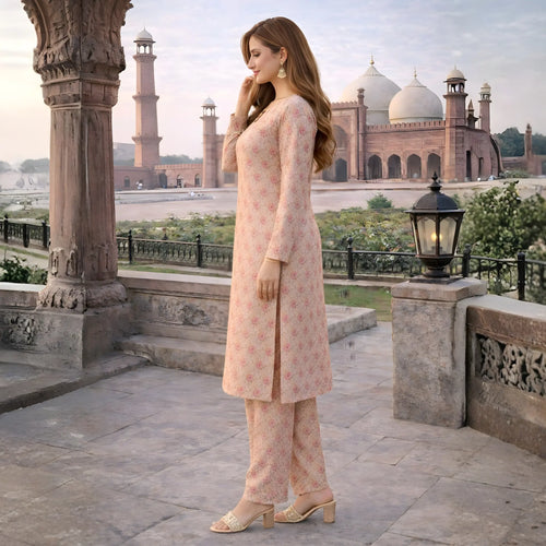 Emaans Peach Blossom Premium 2pc Printed Cotton Suit